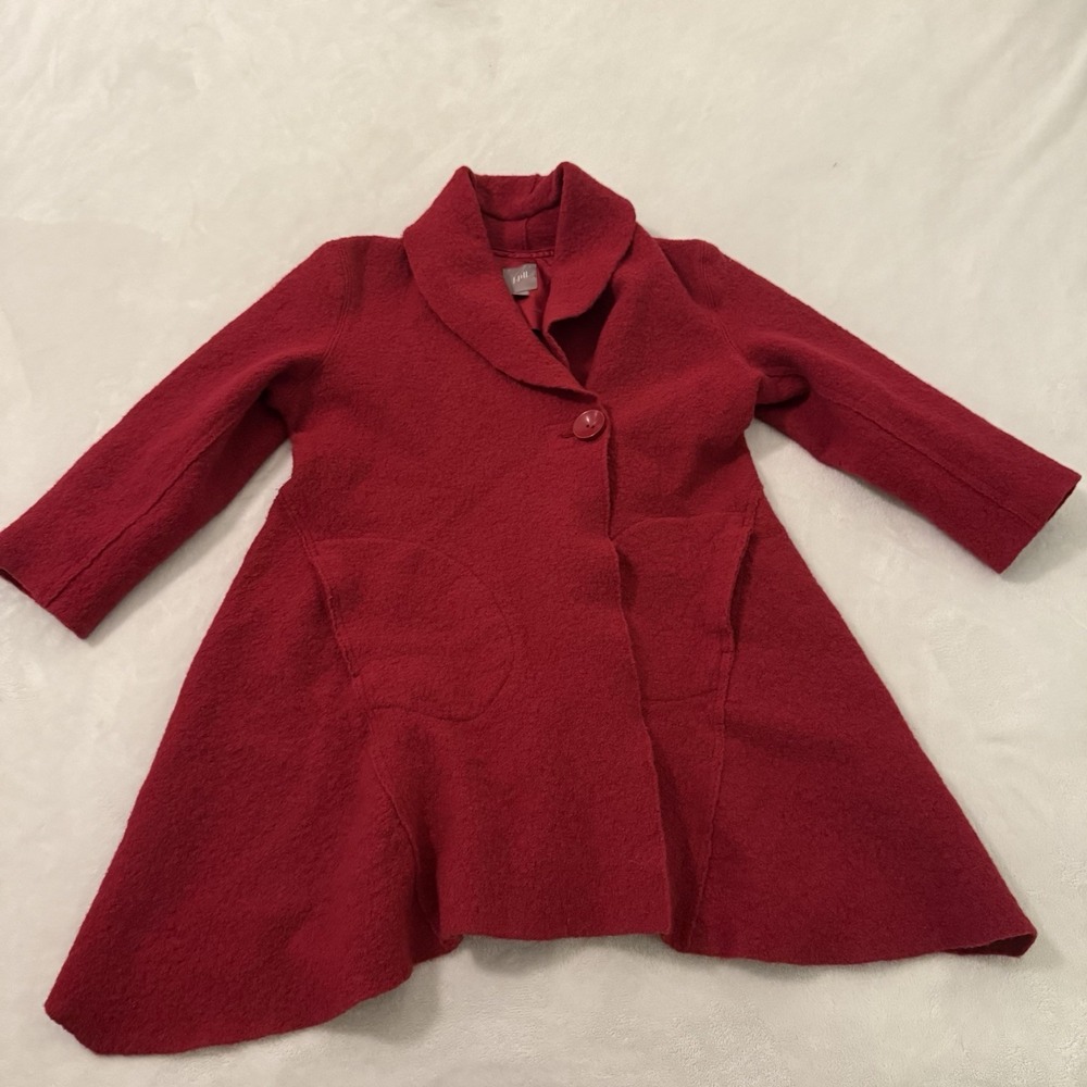 Vintage J. Jill‎ Red Wool Coat Size Large Y2K Polished Classic Elegant Classy